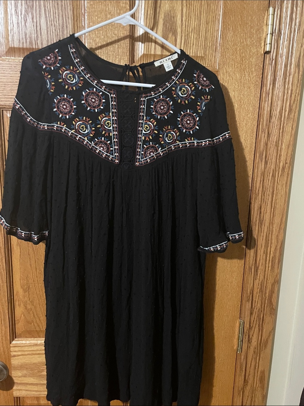 Miami Black Embroidered Boho Tunic - Fully Lined - Johnny Was look alike.